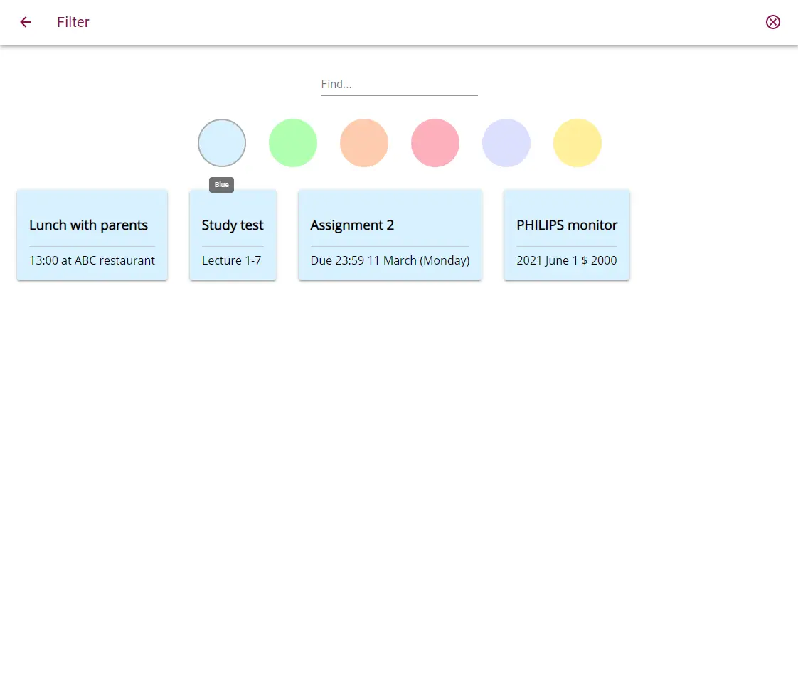 Filter memo by color