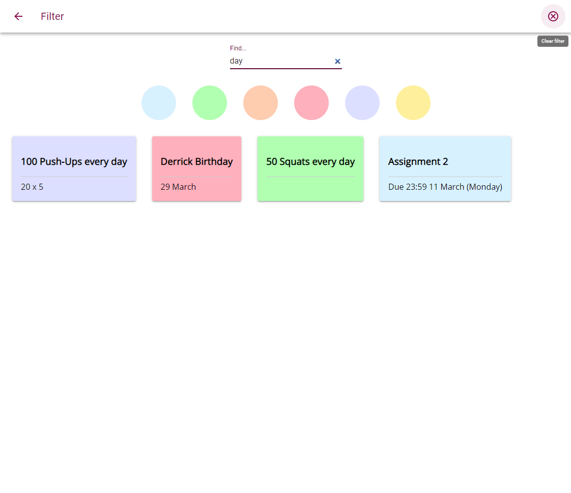 Filter memo by text